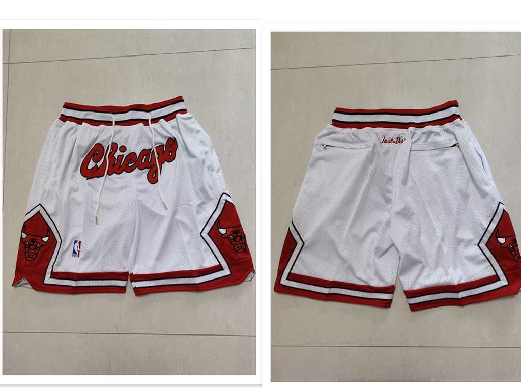 Chicago Bulls 1997-98 White With Chicago AU Throwback Shorts->nba shorts->NBA Jersey